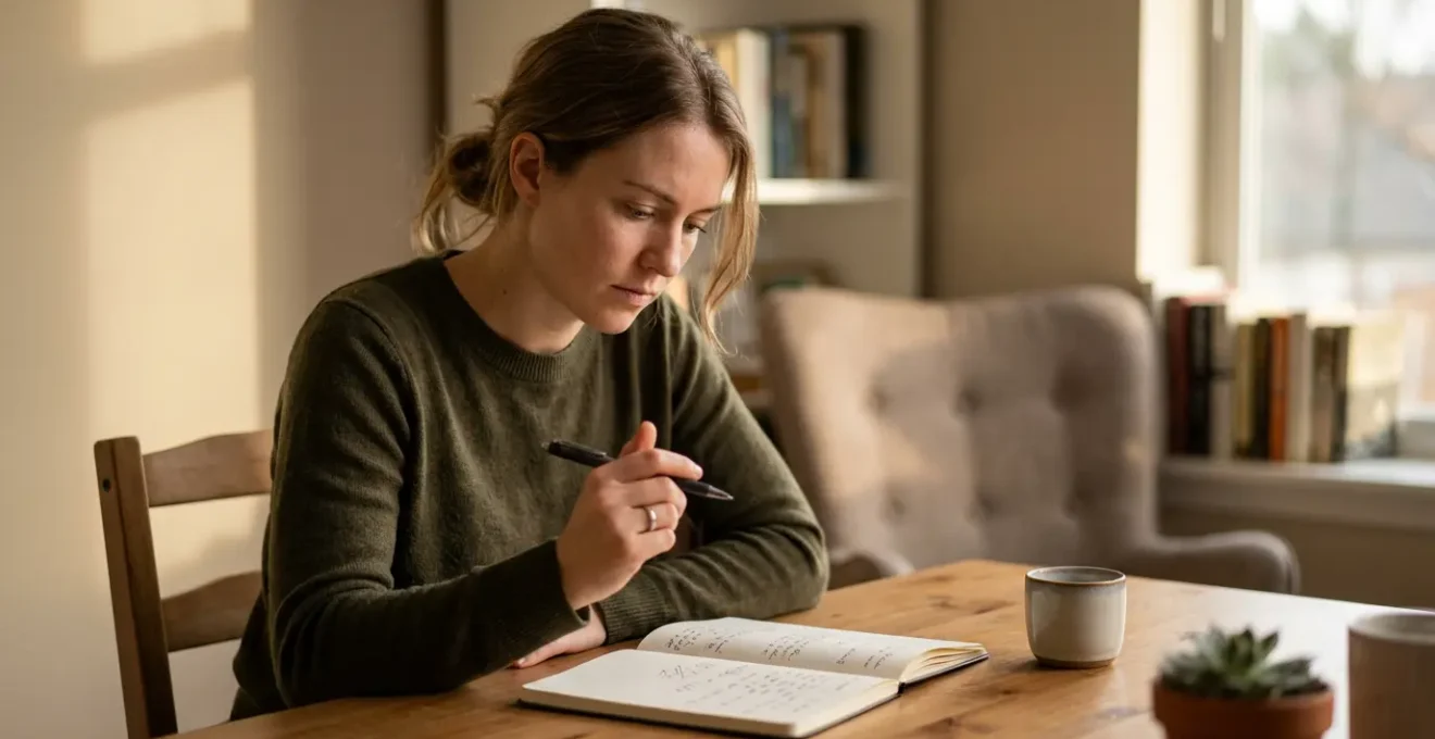 Étudiant concentré travaillant avec ses notes dans un environnement calme et organisé