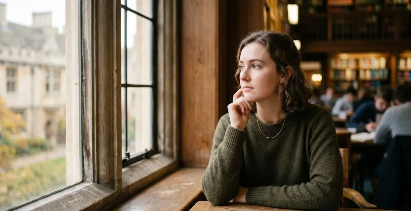 Portrait d'étudiant en réflexion face à un choix stratégique d'orientation