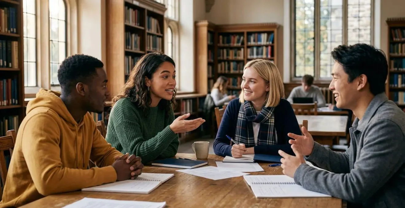 Étudiants en sciences politiques lors d'une discussion sur l'administration publique