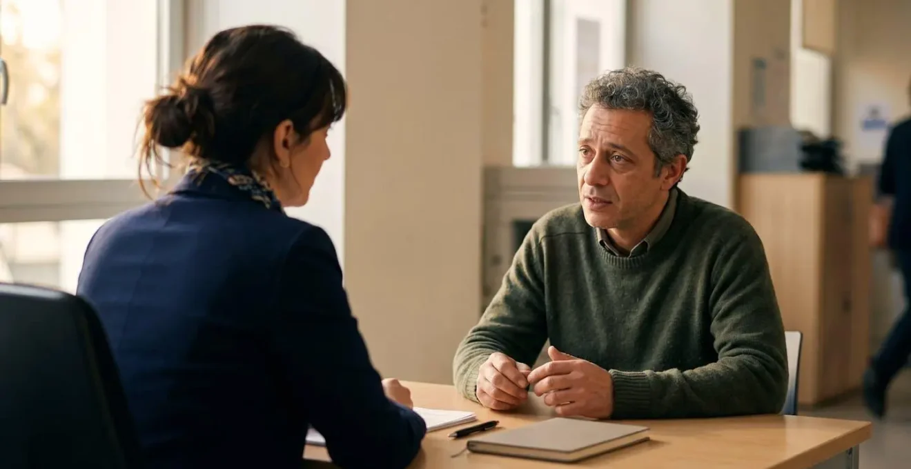 Interaction empathique mais professionnelle entre un agent public et un usager dans un contexte administratif français