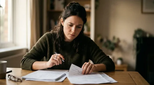 Candidat concentré préparant un concours administratif dans un environnement studieux et déterminé