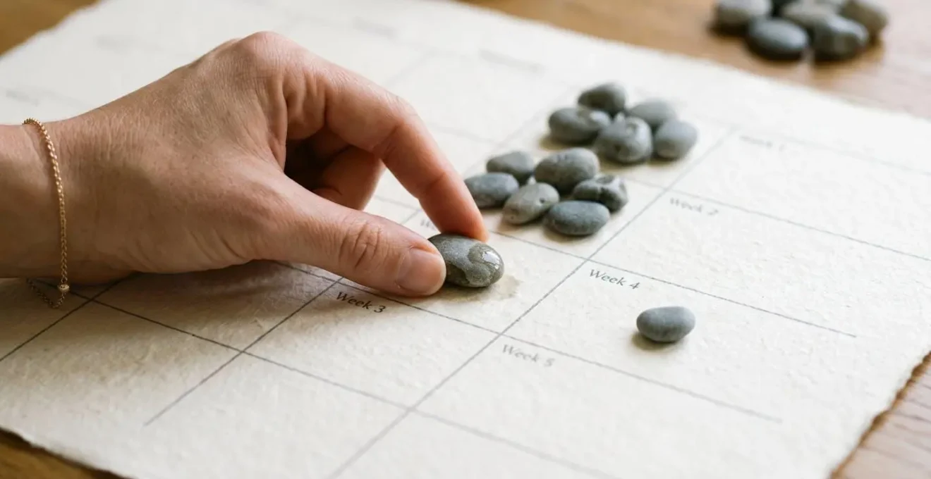 Calendrier avec espaces tampons visuellement identifiables pour absorber les imprévus